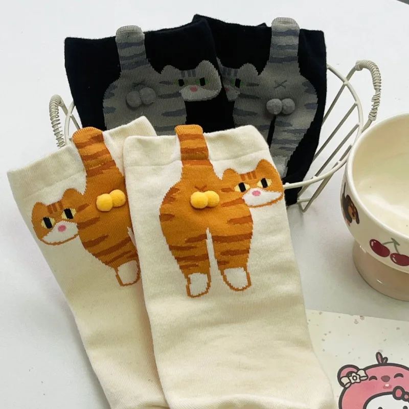 Cartoon Cute Cat Balls Cotton Socks